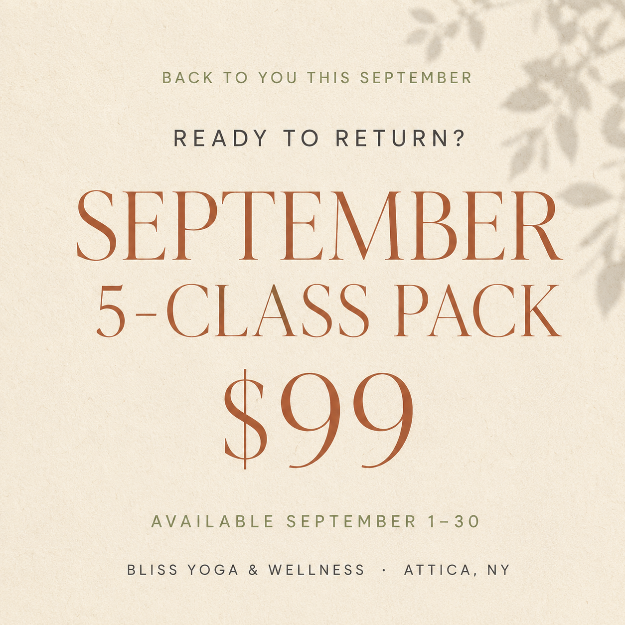 September 5-Class Pack