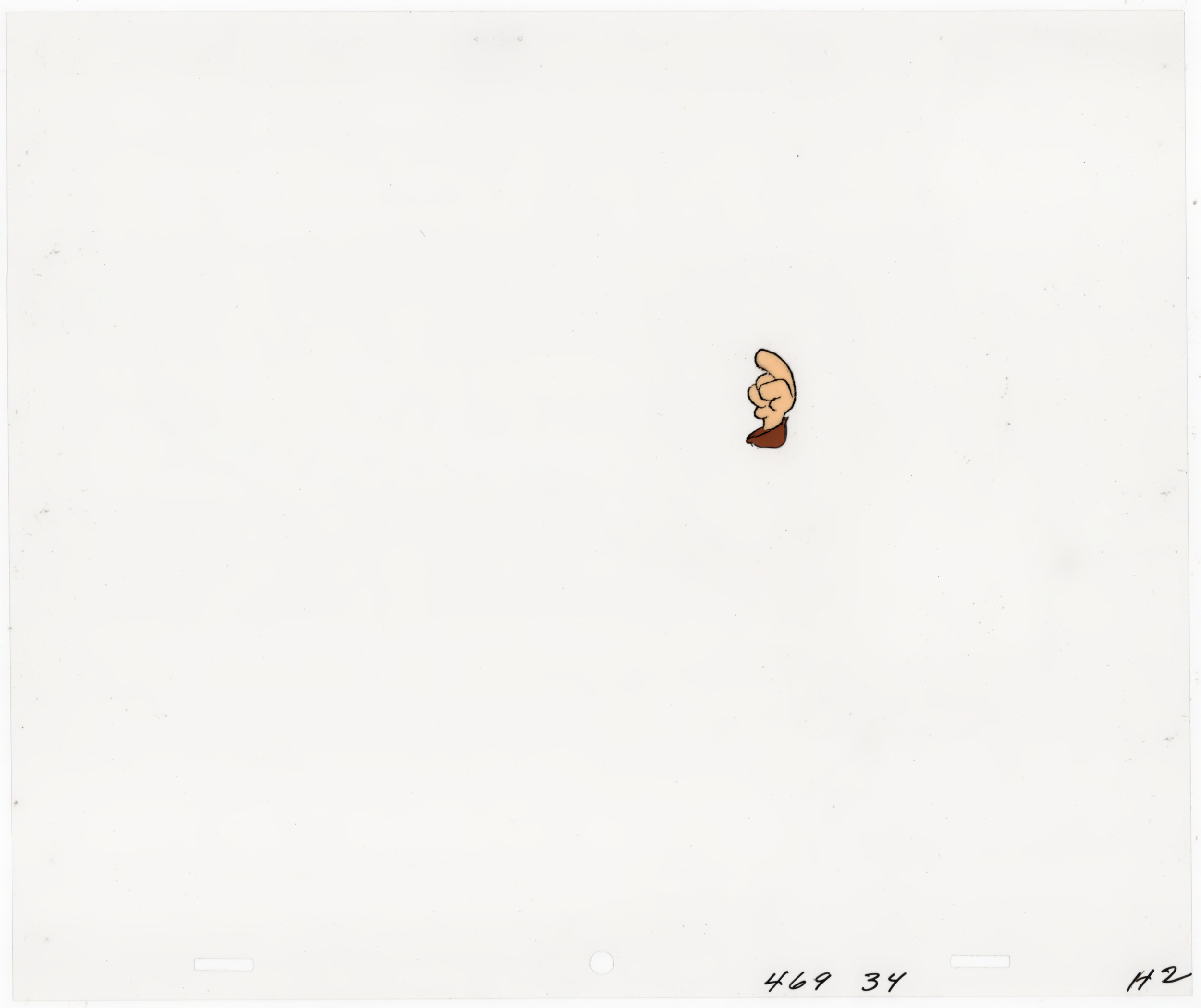 A small cartoon-style drawing of a person's head with brown hair, facing downward, with a light beige skin tone.