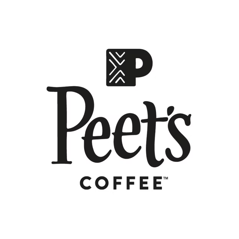 Peet's Coffee logo featuring a stylized 'P' with an arrow pattern above the word 'Peet's' and the word 'COFFEE' below.