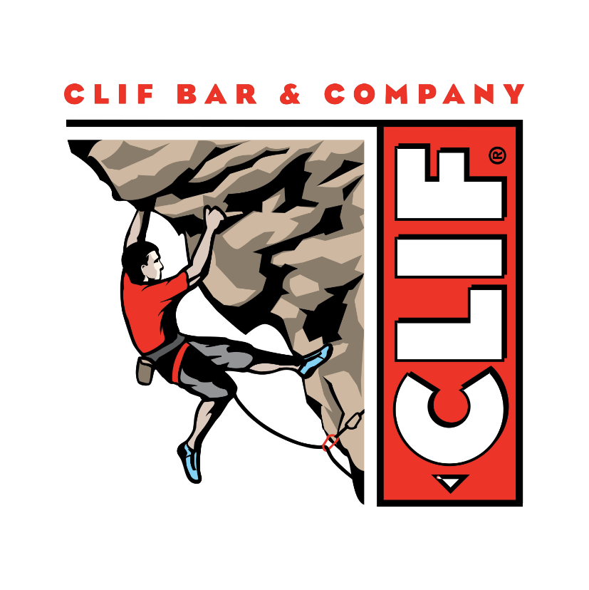 Logo for Clif Bar & Company featuring a climbing illustration and the brand name in bold letters.