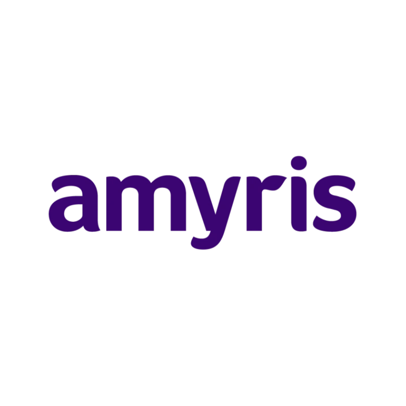 The word 'amyris' in bold purple font on a white background.