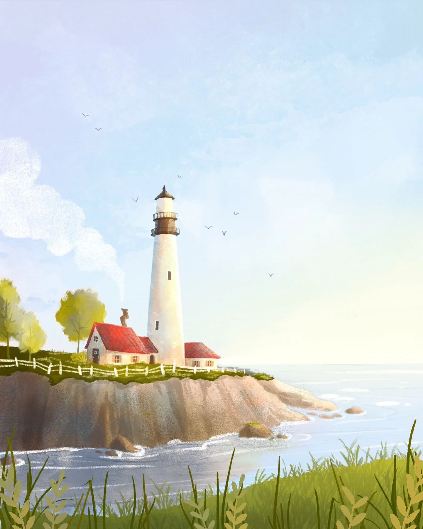 I revisited an old painting of mine today! - swipe to see the before and after! 🌱

While going through my prints this morning, I stumbled upon this lighthouse piece from 2021. I&rsquo;ve always loved it, but it never quite felt finished &mdash; like