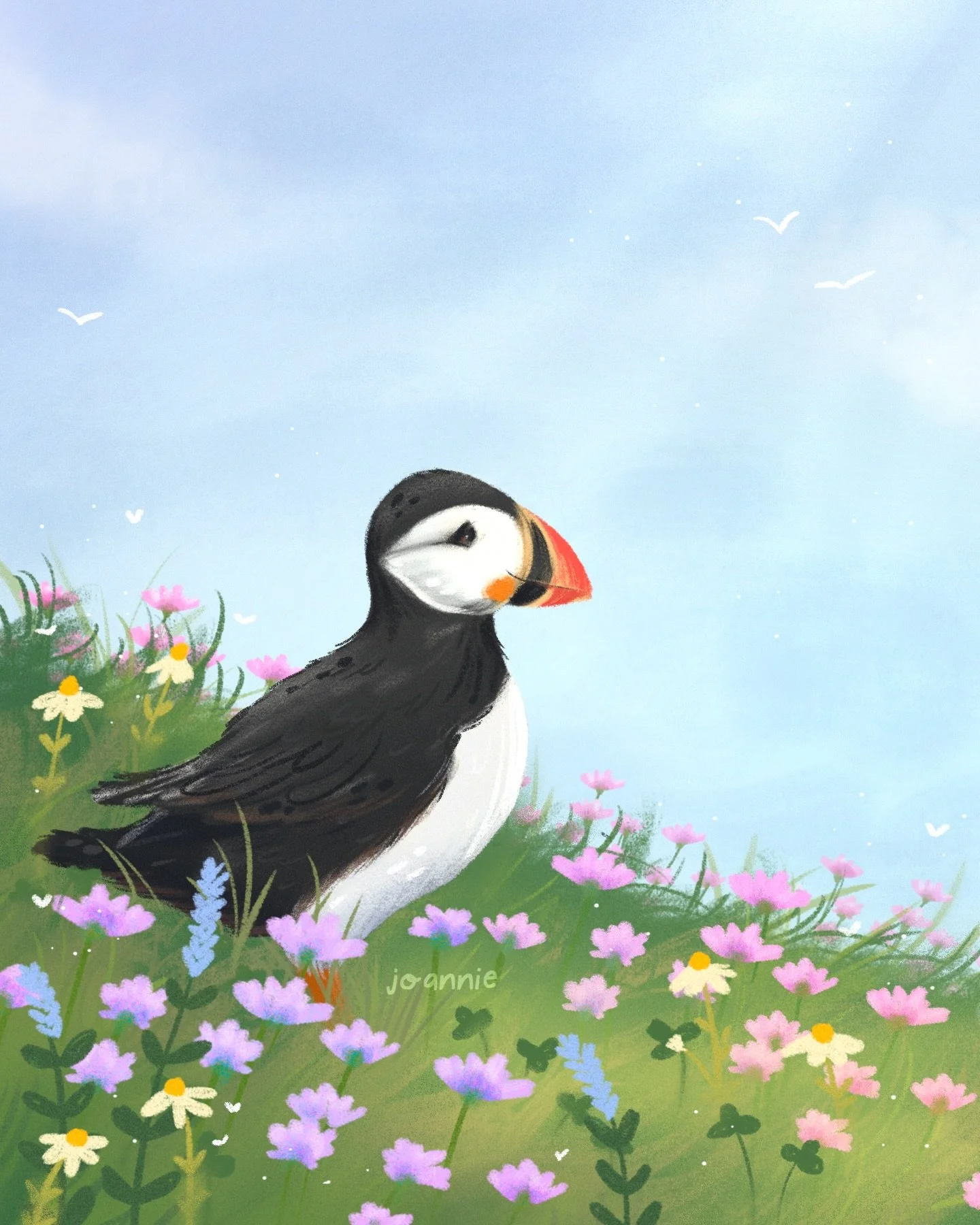 A little 1.5-hour study of a friendly puffin 🐧🌸

Lately, I&rsquo;ve been trying to loosen up my process&mdash;focusing less on perfection and more on capturing the feeling of a moment. Quick studies like this have become one of my favourite ways to
