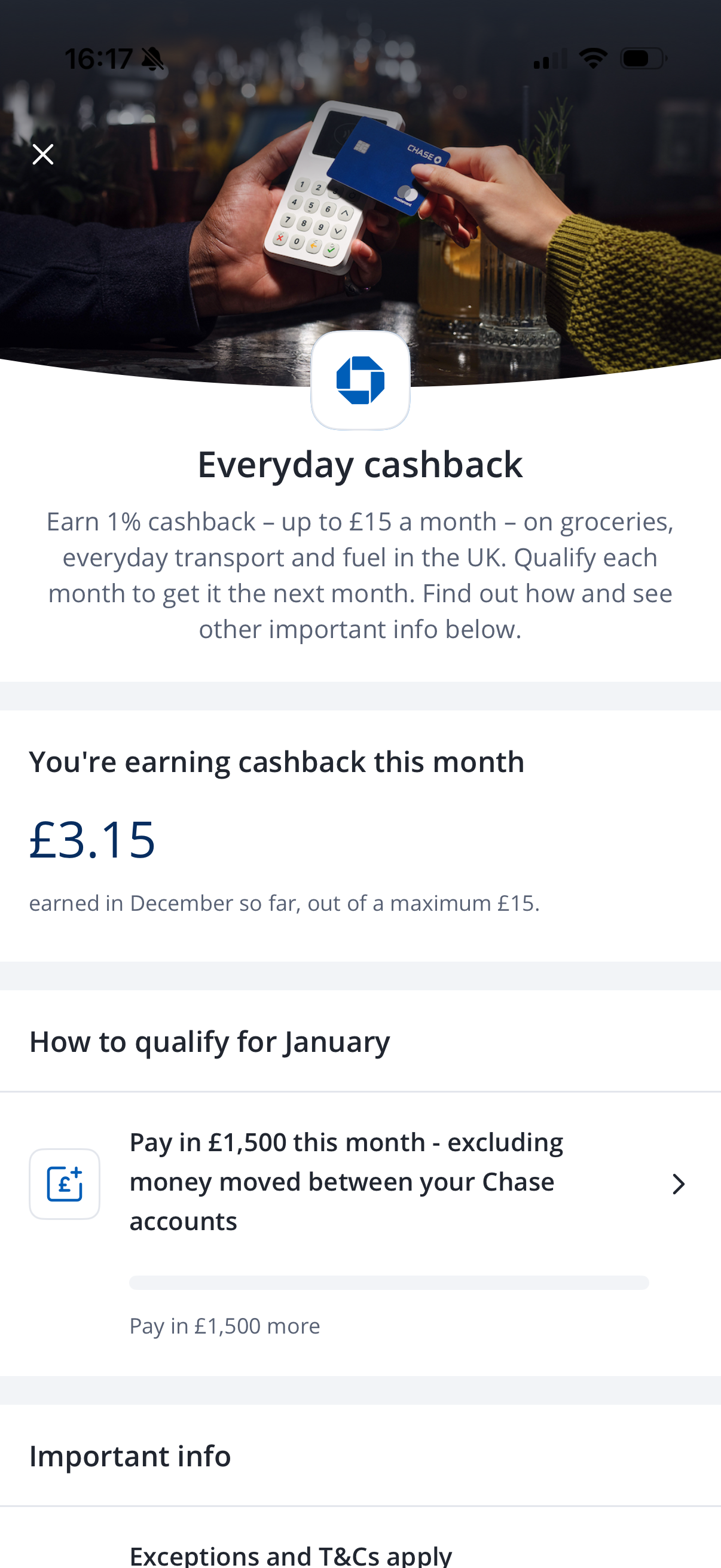 Cashback reward