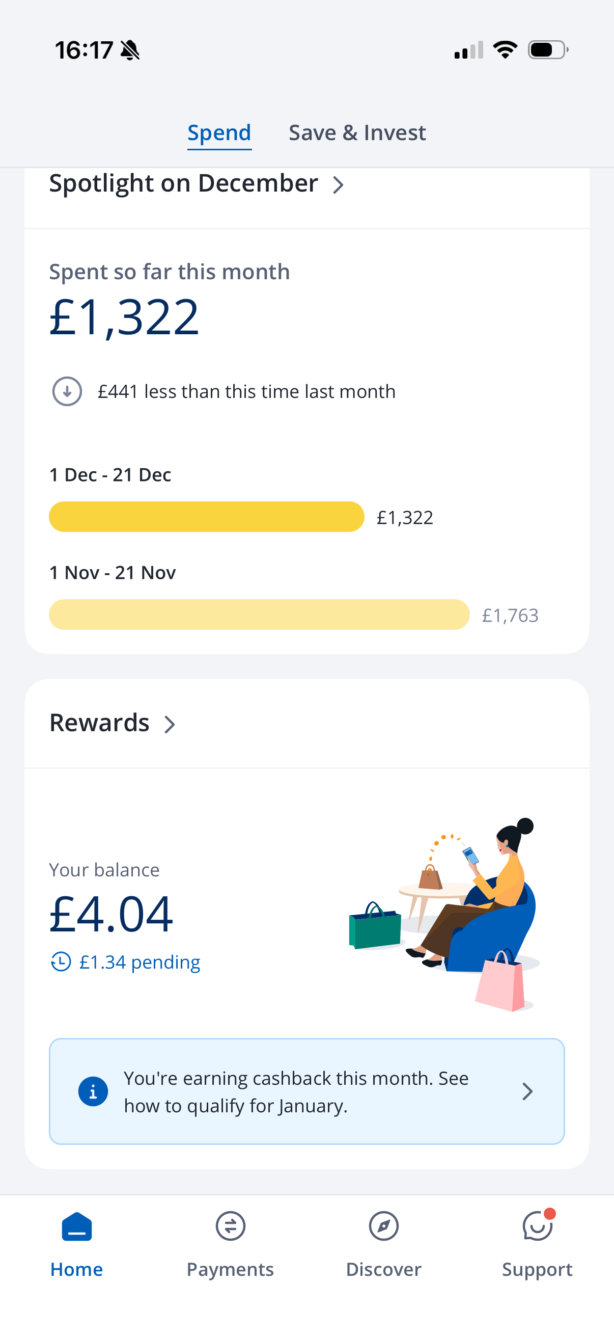 Rewards entry point from Home dashboard