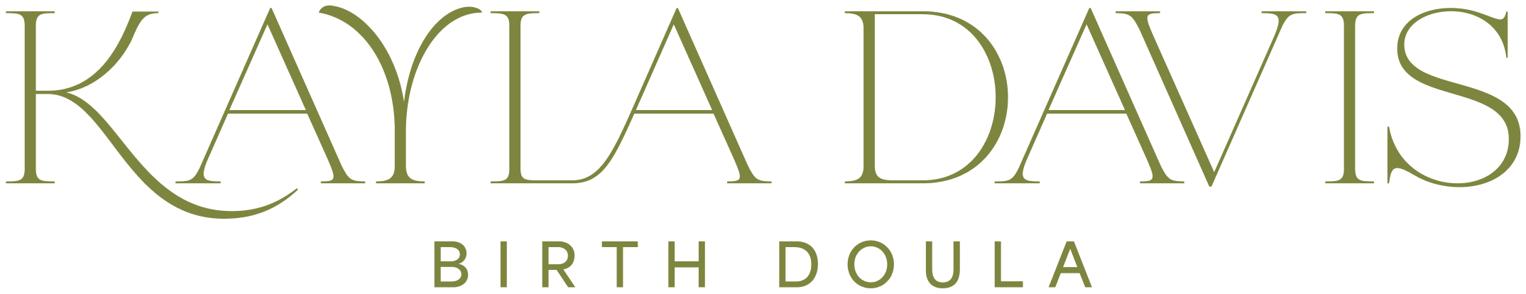 The image shows the logo for Kayla Davis RVA Doula, supporting pregnant moms through childbirth and lactation.