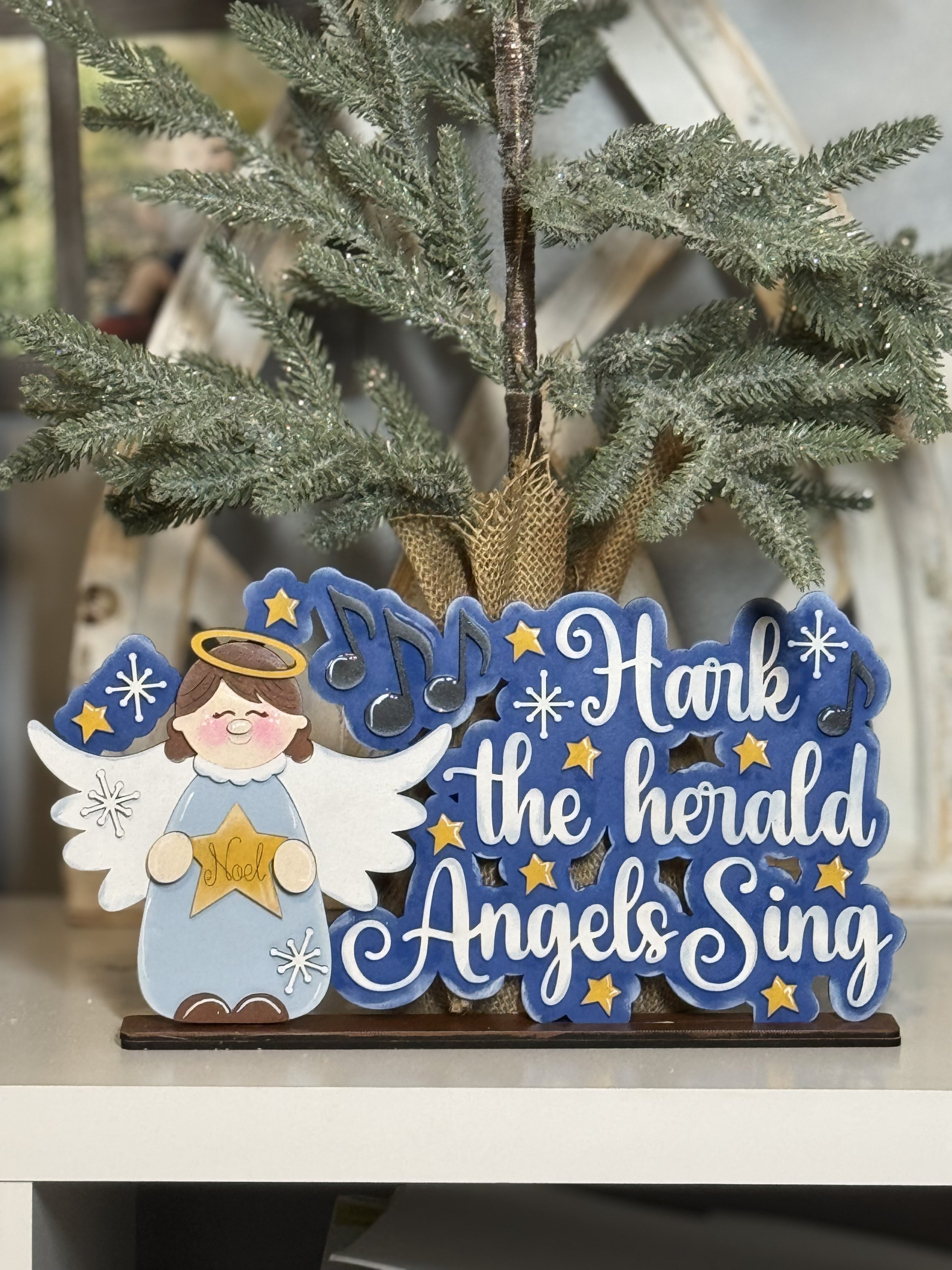 Handcrafted Christmas Angel Decor Sign FINISHED PRODUCT