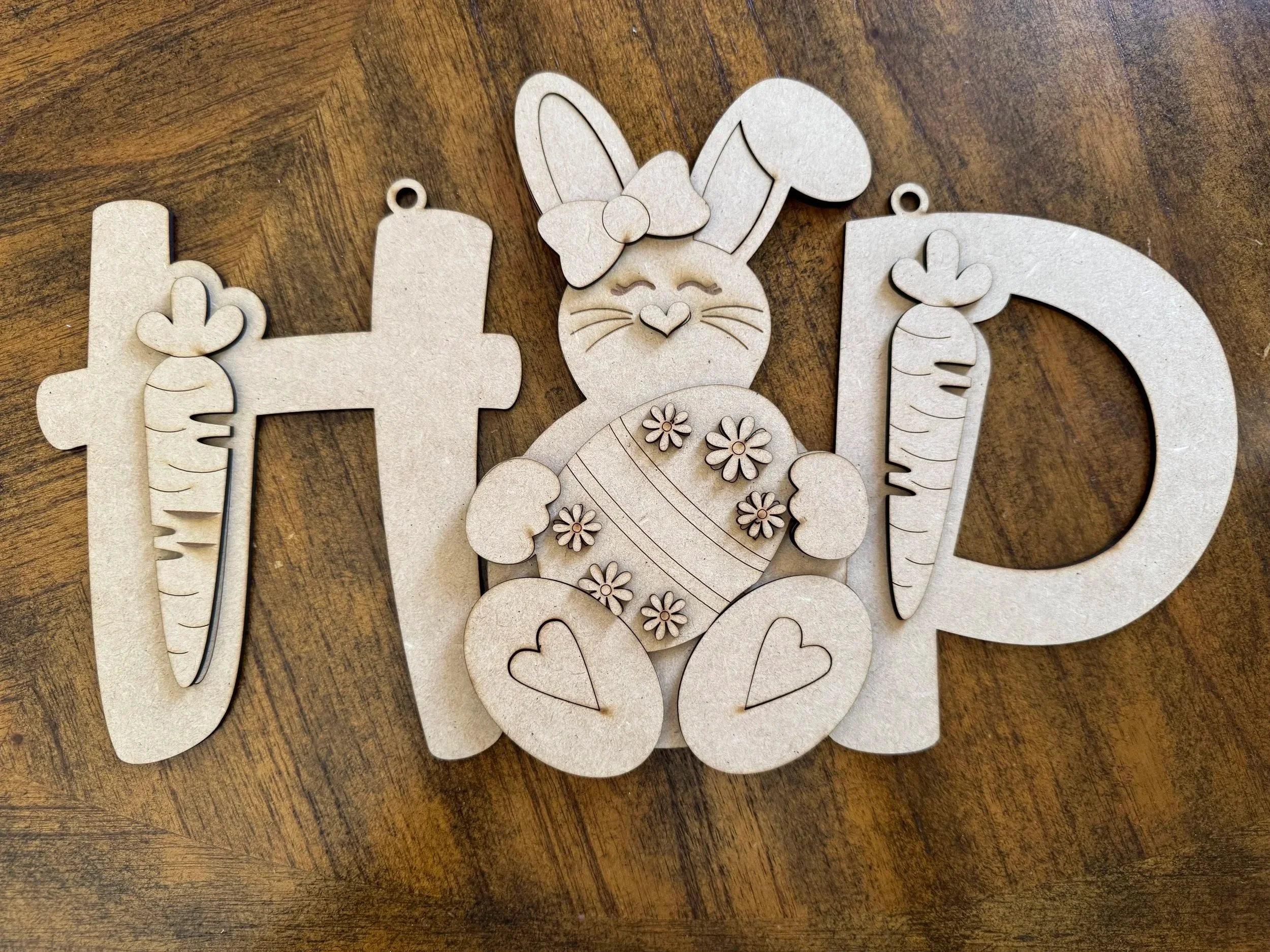 Easter Bunny 'Hop' Door Hanger Wood Blank COLOR PHOTO FOR INSPIRATION ONLY