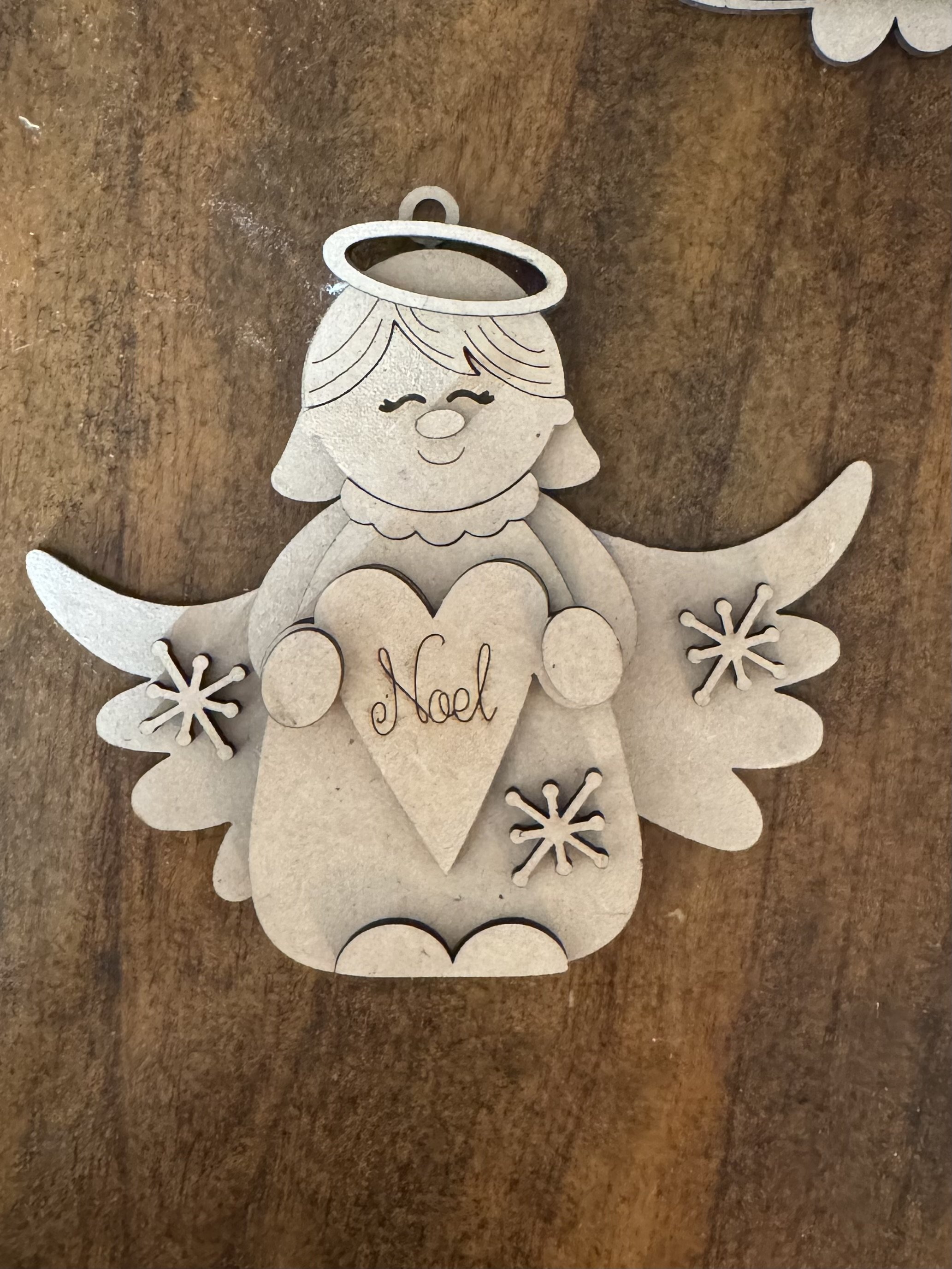 "Noel" Angel Wood Ornament Blank  COLOR PHOTO FOR INSPIRATION ONLY