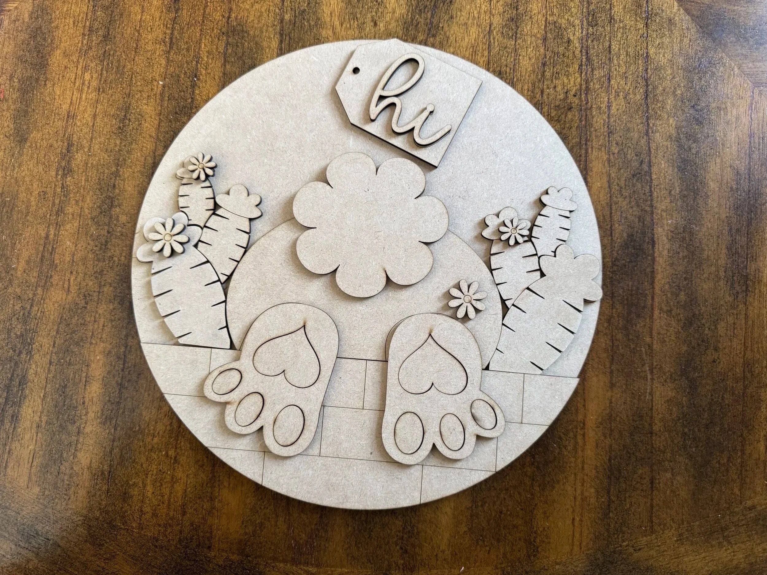 Bunny Butt Door Hanger - UNPAINTED WOOD BLANK ONLY COLOR PHOTO FOR INSPIRATION)