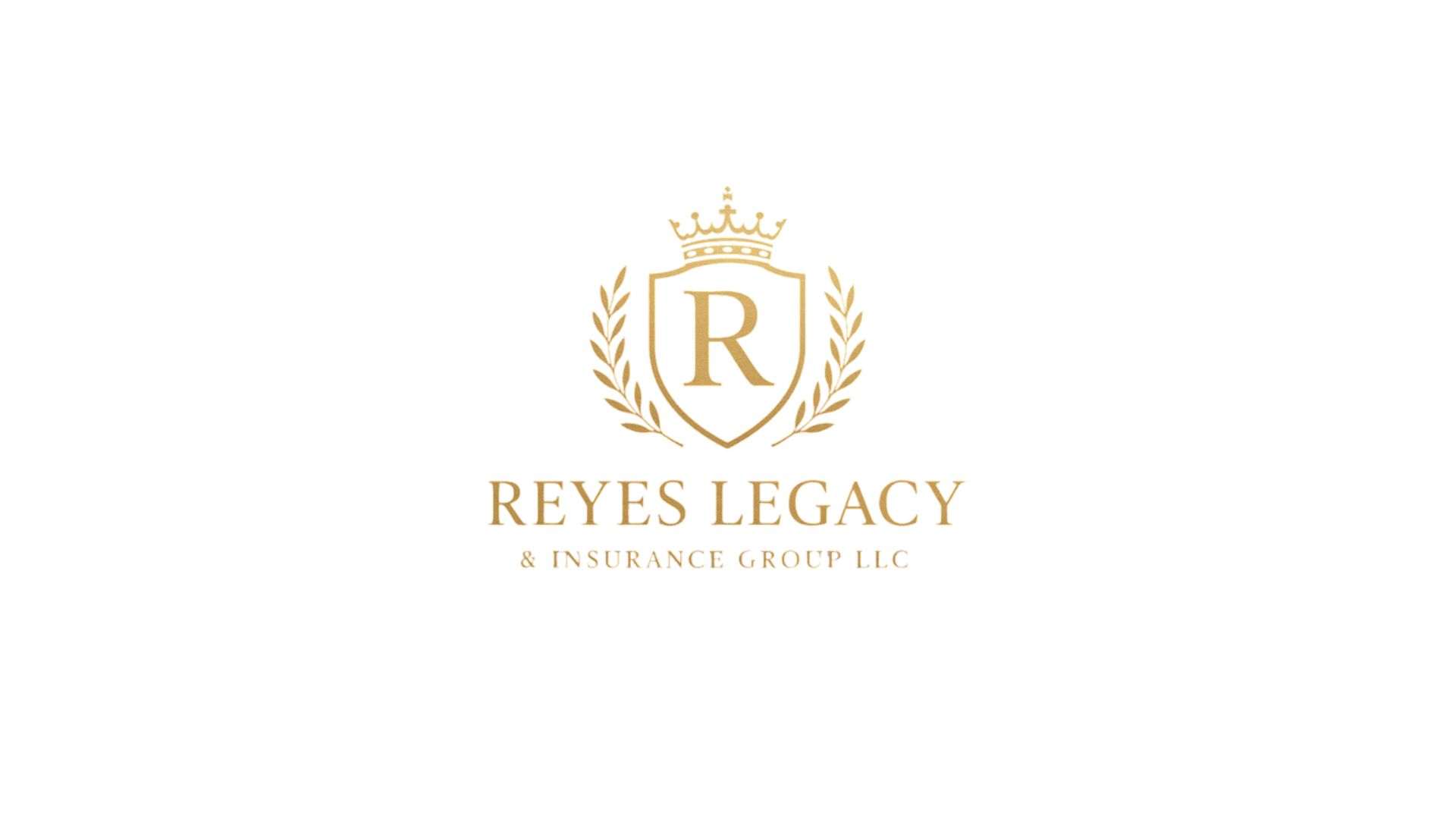 Logotipo con un escudo, la letra 'R' en el centro, una corona en la parte superior y laureles a los lados, con el texto 'Reyes Le Gauj' debajo.