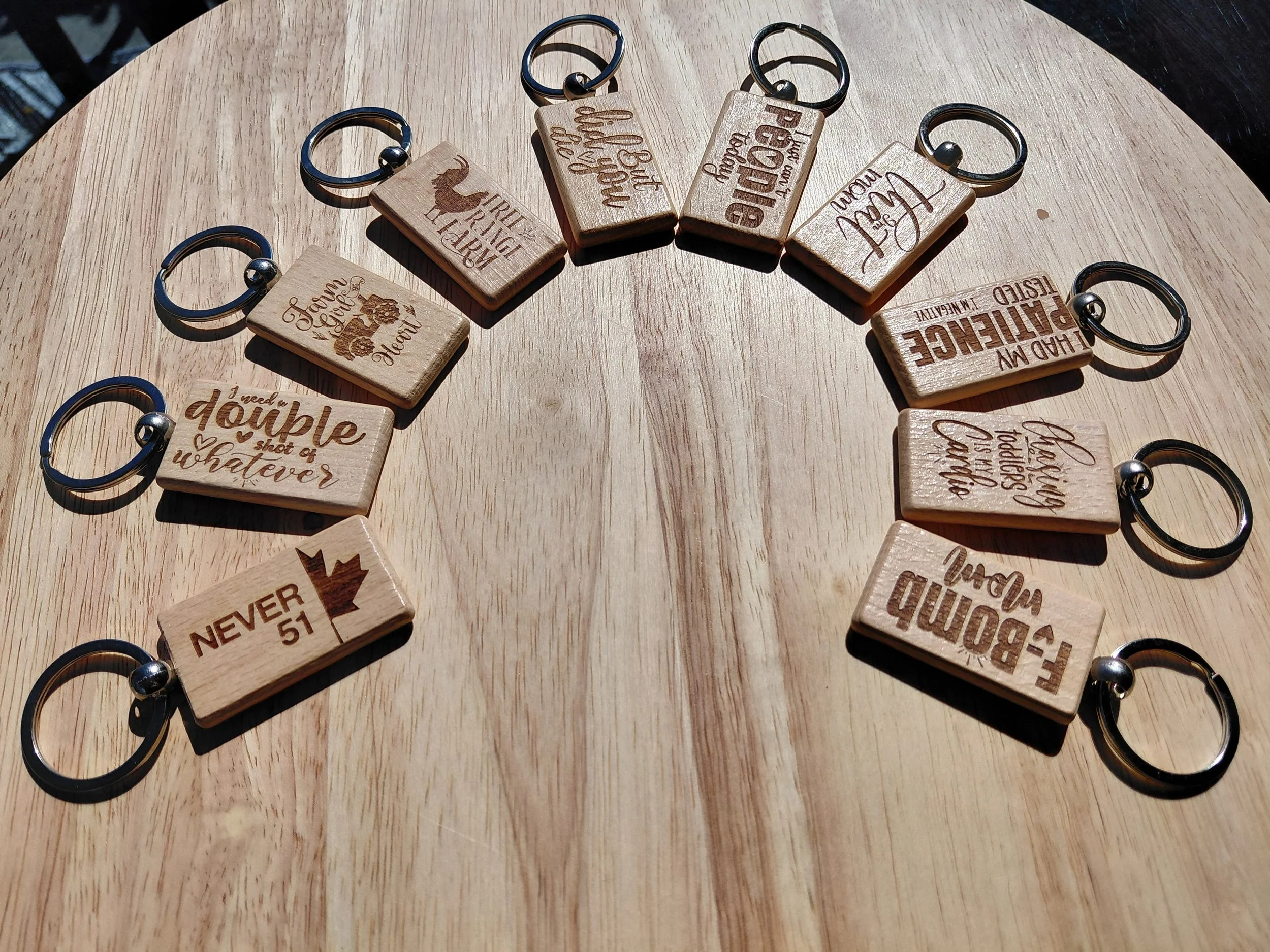 Wood Engraved Keychains