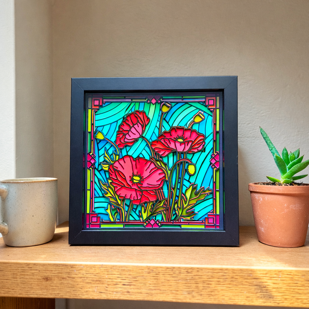 Stained glass poppies with cozy decor.png