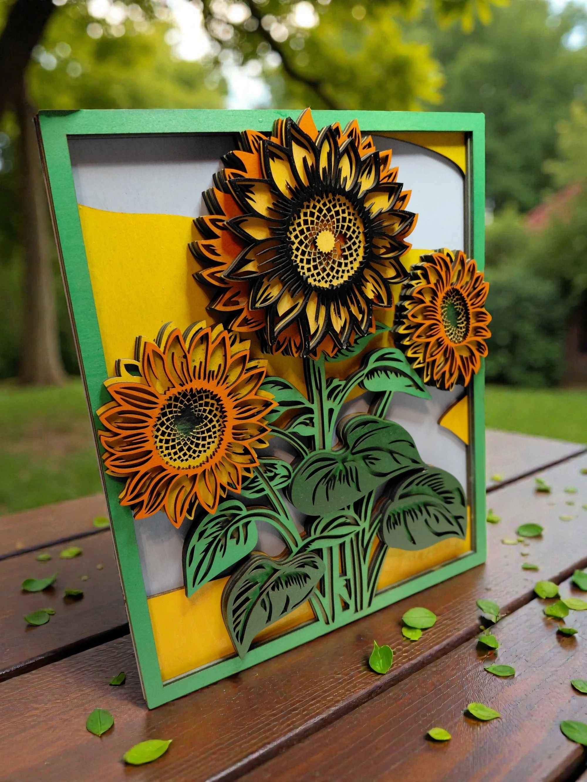 Layered Wood Sunflower Wall Decor