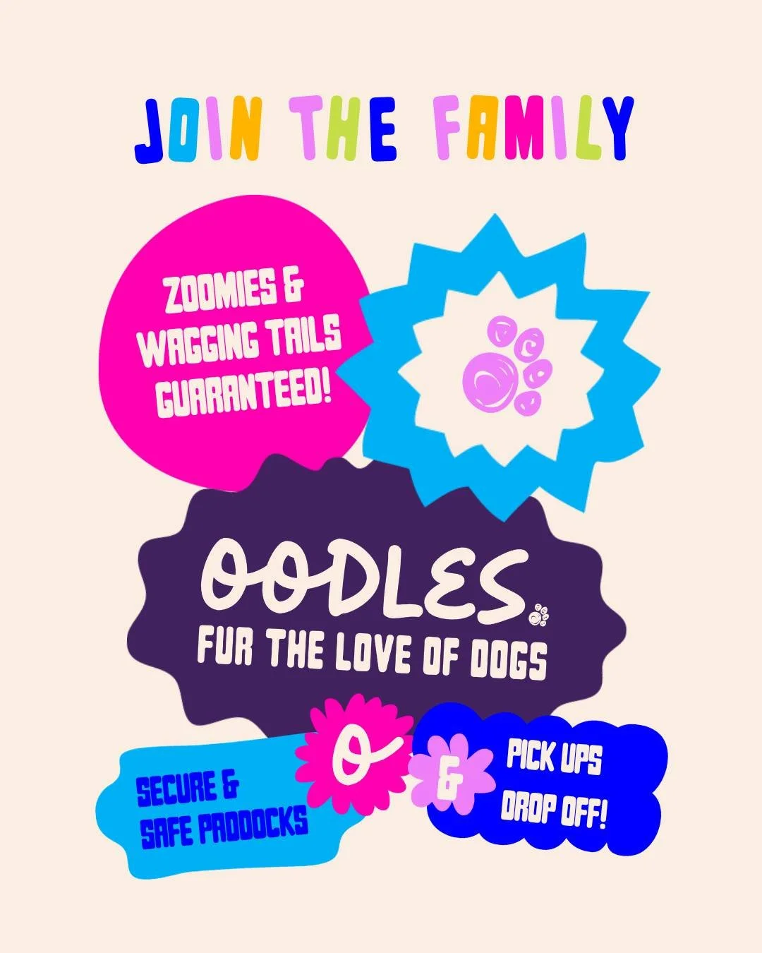 Bright, bold and full of joy &mdash; that&rsquo;s life in the Oodles Family.

From zoomies to friendship circles, our playdates give your dog the space to be their happiest, most confident self.

Join us for our signature lead-free play sessions and 