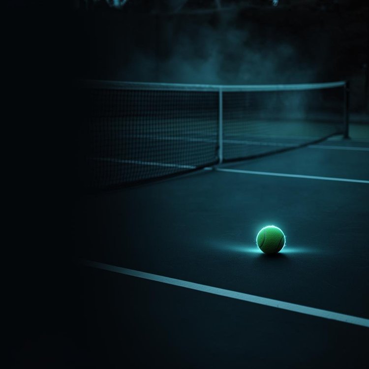 Tennis court at dusk