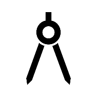 Geometric drawing of an outline square with sections divided by vertical, horizontal, and diagonal lines.