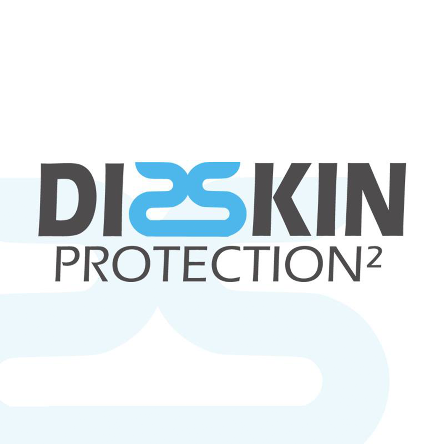 Logo mit dem Text 'DISKIN PROTECTION²' und einem blauen, stilisierten Schutzschild in der Mitte