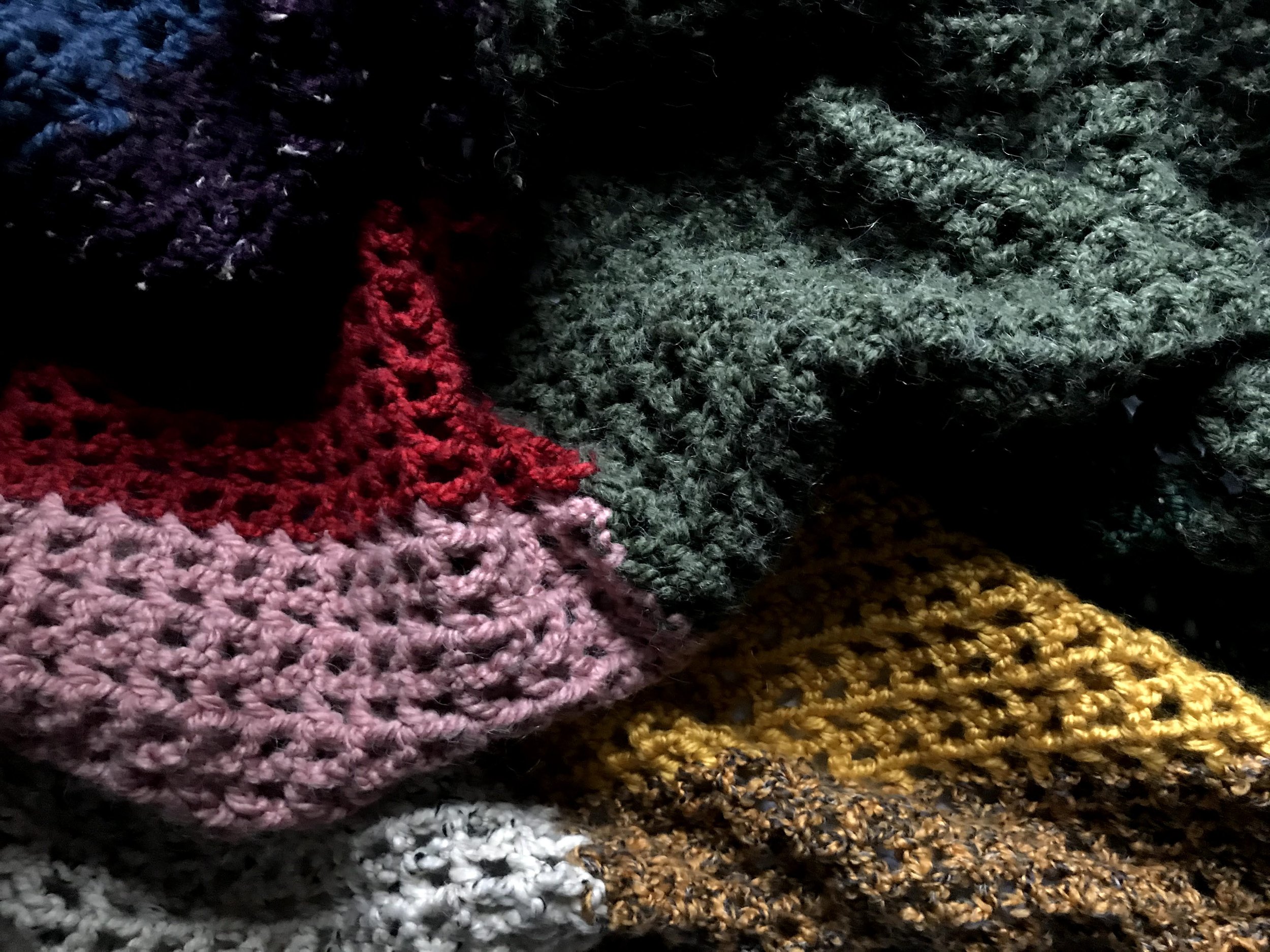 Blanket for Max (detail), 2020. Crocheted wool and cotton yarn. 100 x 100 in.