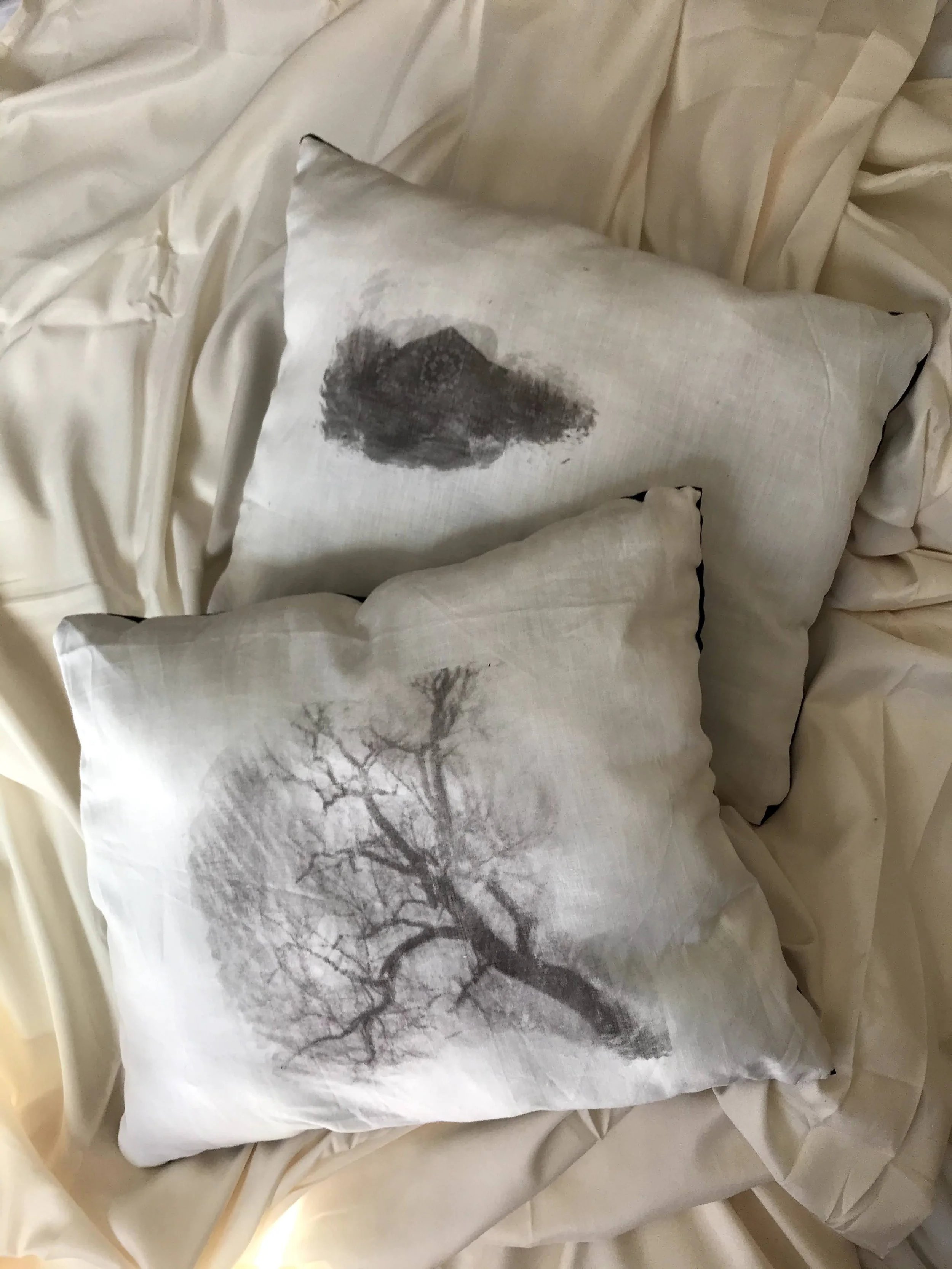 Greenway Pillows, 2021. Image transfer on cotton.