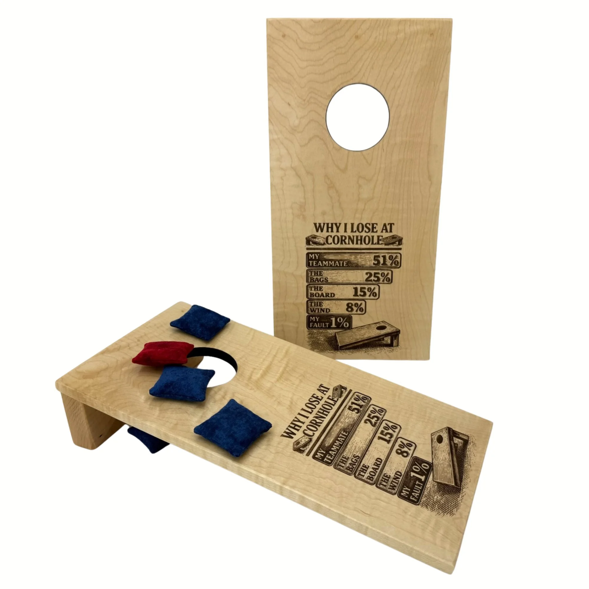 Mini bags tabletop game. Why I lose at cornhole Maple