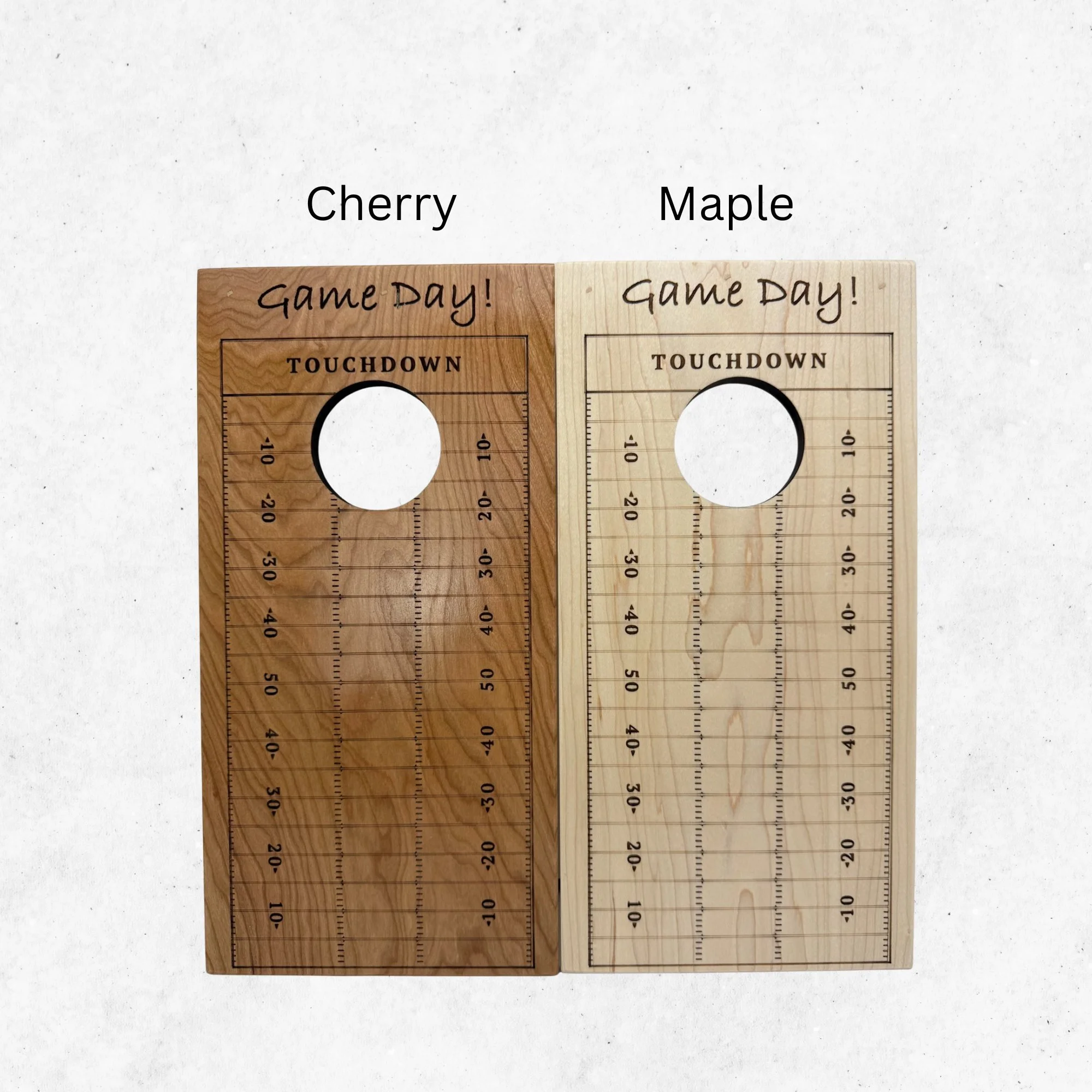 Wood variants for game day engraving. Maple, Cherry