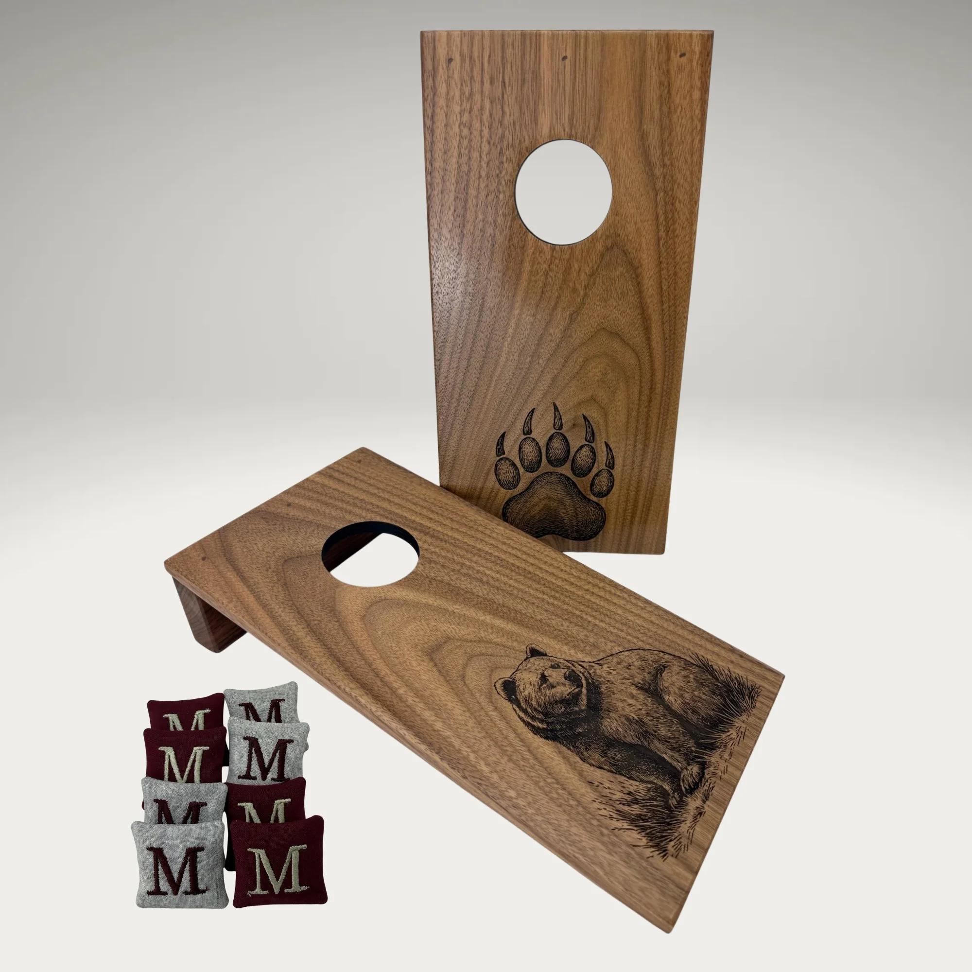 Tabletop Mini Cornhole: Grizzly in Walnut