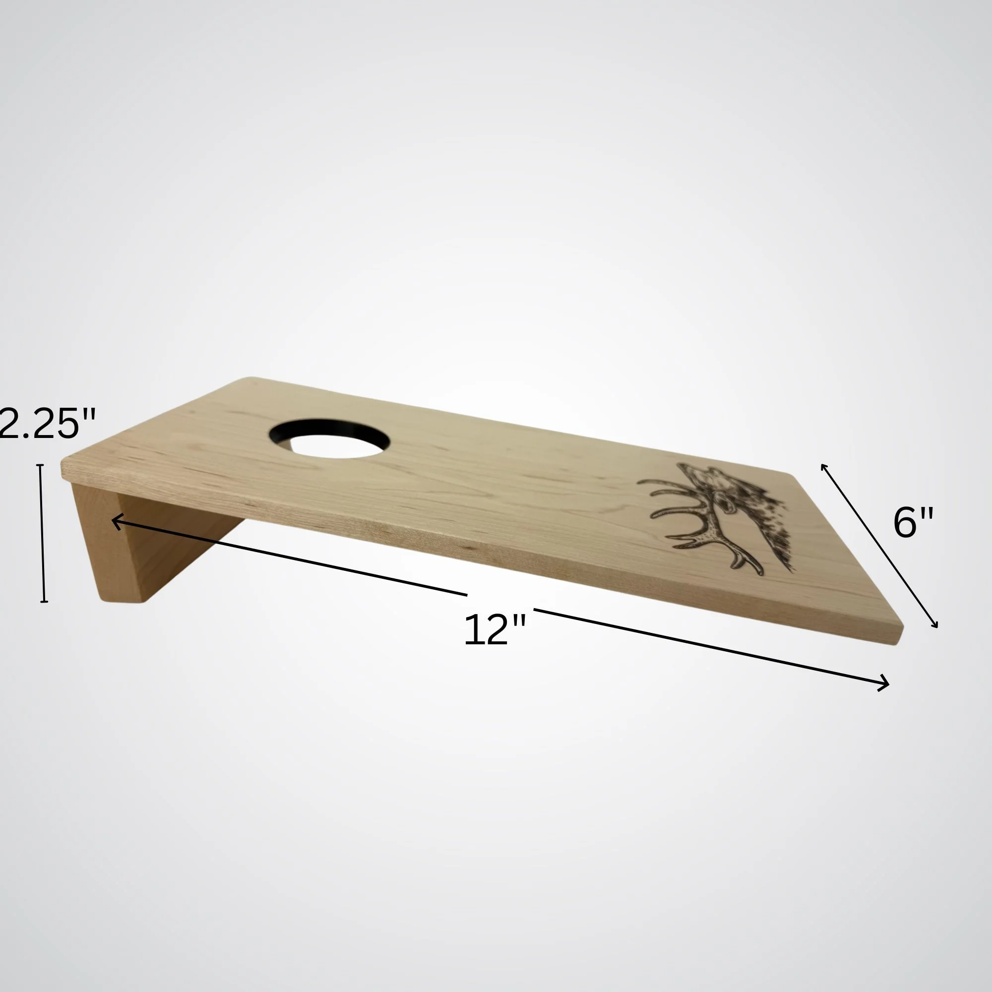 Tabletop Mini cornhole board dimensions 6 inches wide, 12 inches long, 2.25 inches tall