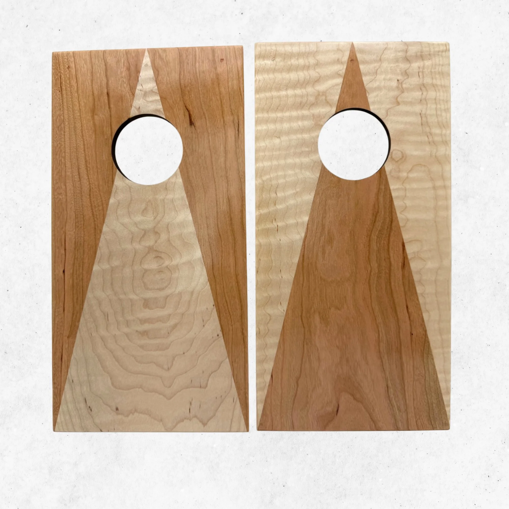 Variant of two-tone curly maple and cherry wood