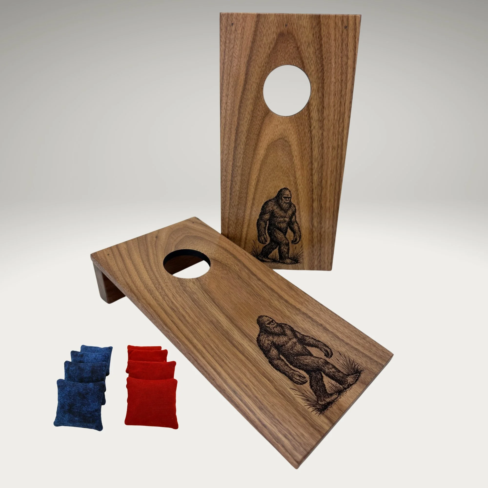 Tabletop Mini Cornhole: Bigfoot in Walnut