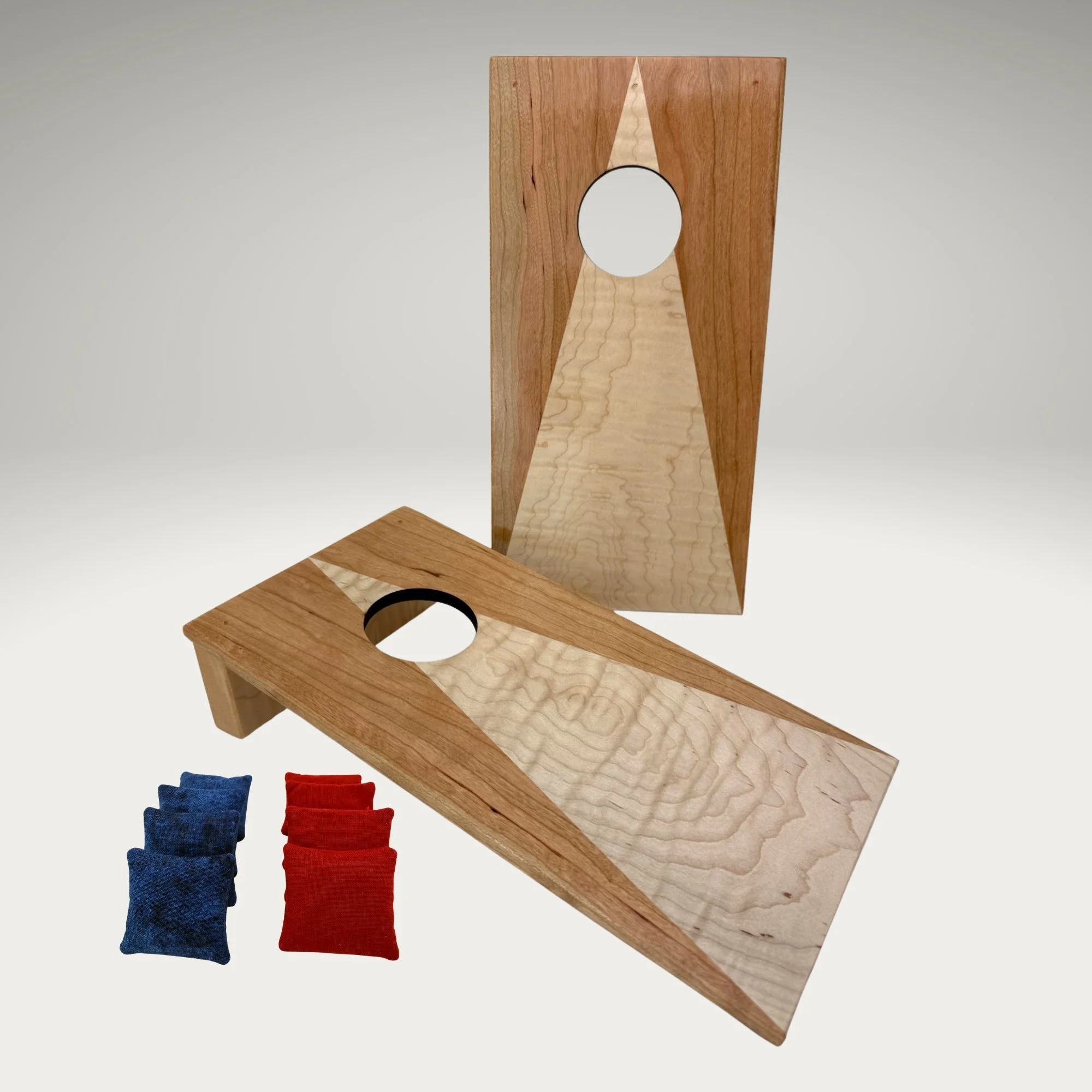 Tabletop Mini Cornhole: Two-Tone Cherry & Curly Maple