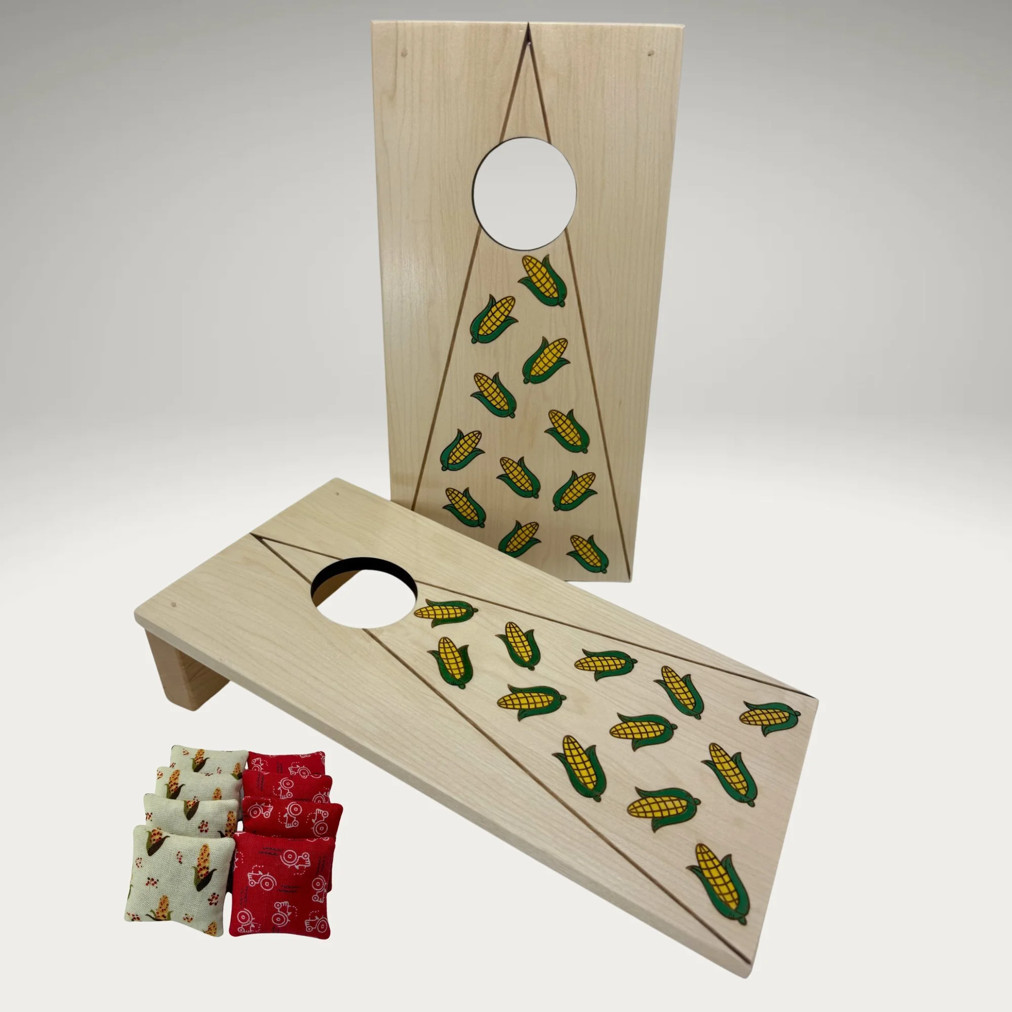 Tabletop Mini Cornhole: Corn in Maple