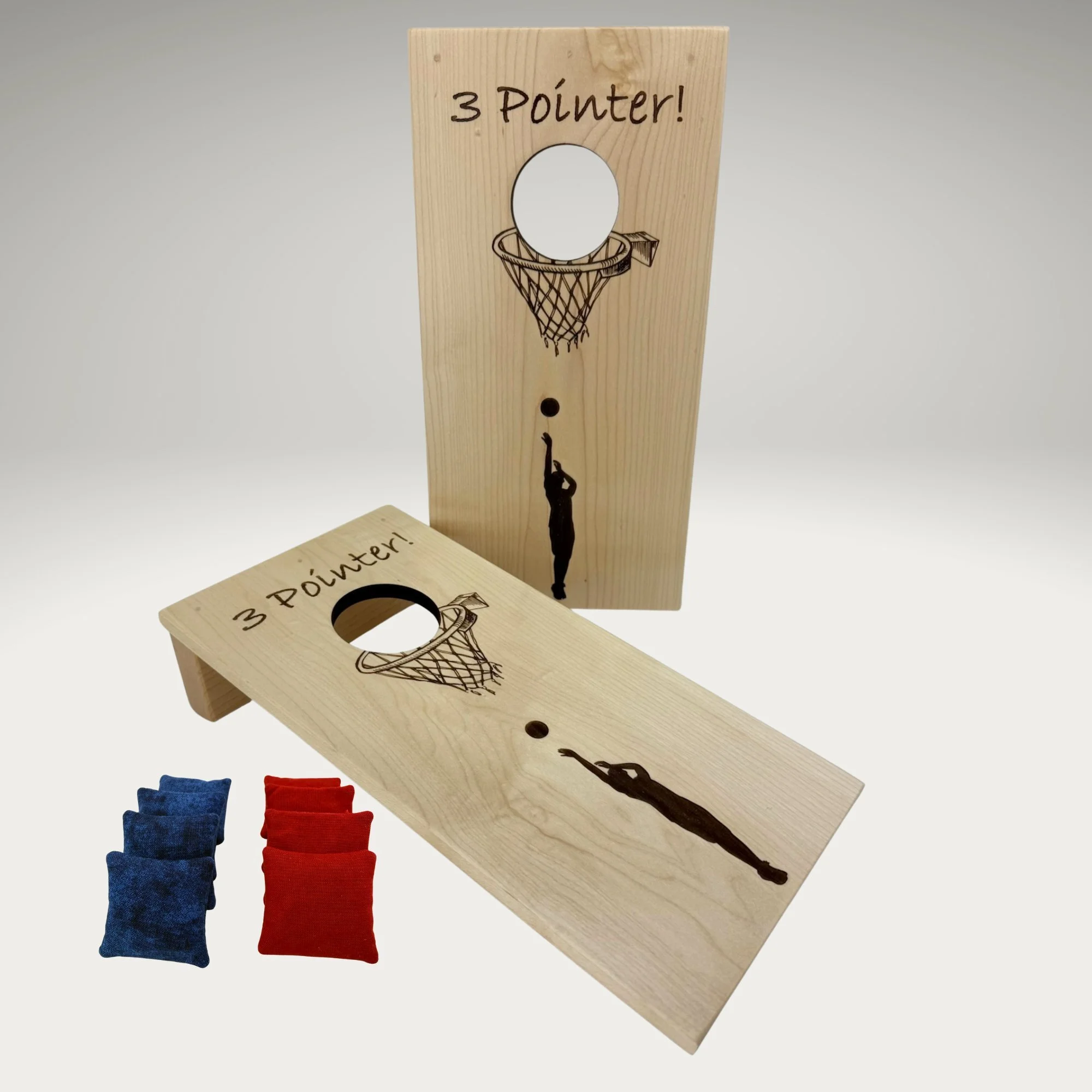 Tabletop Mini Cornhole: Basketball in Maple