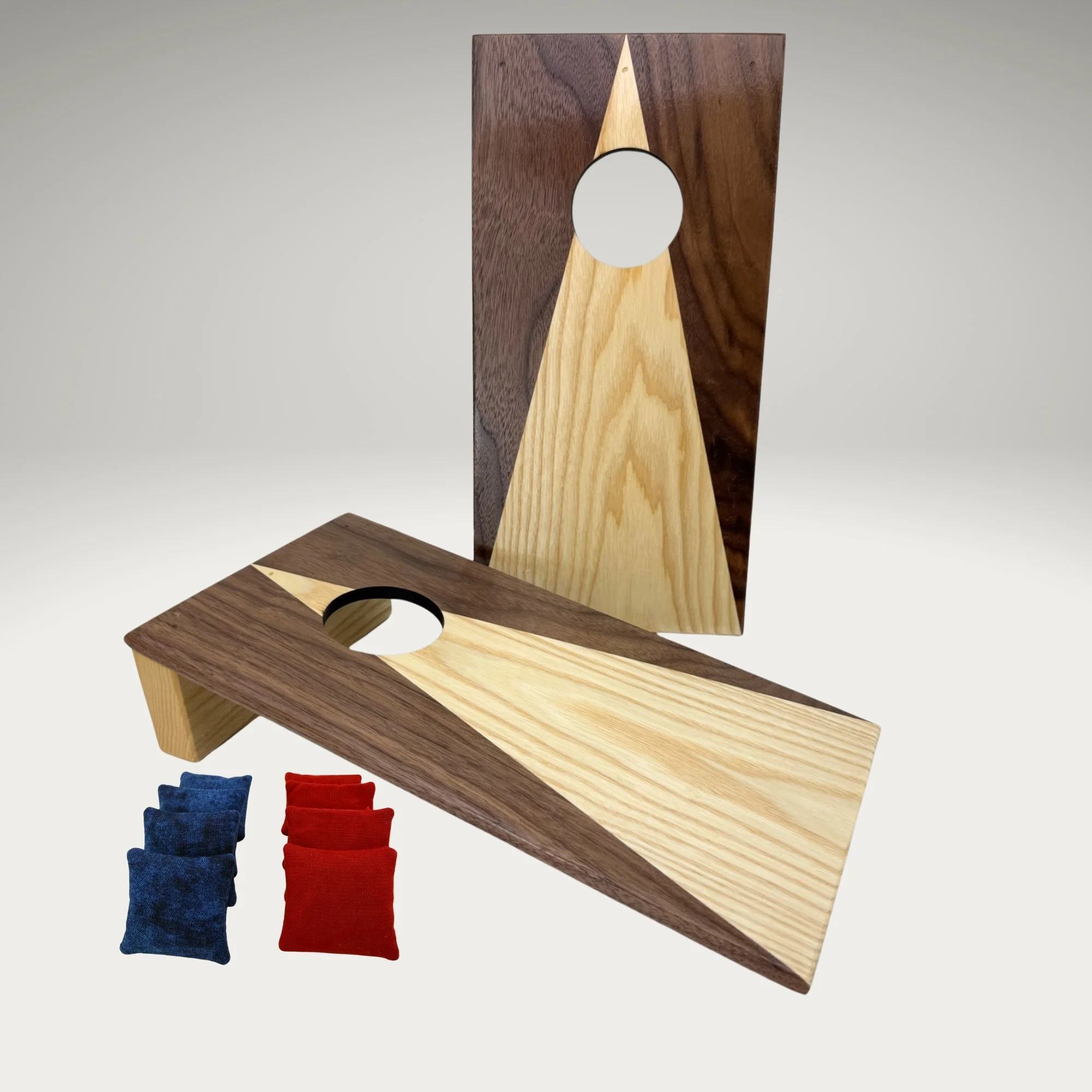 Tabletop Mini Cornhole: Two-Tone Walnut & Ash