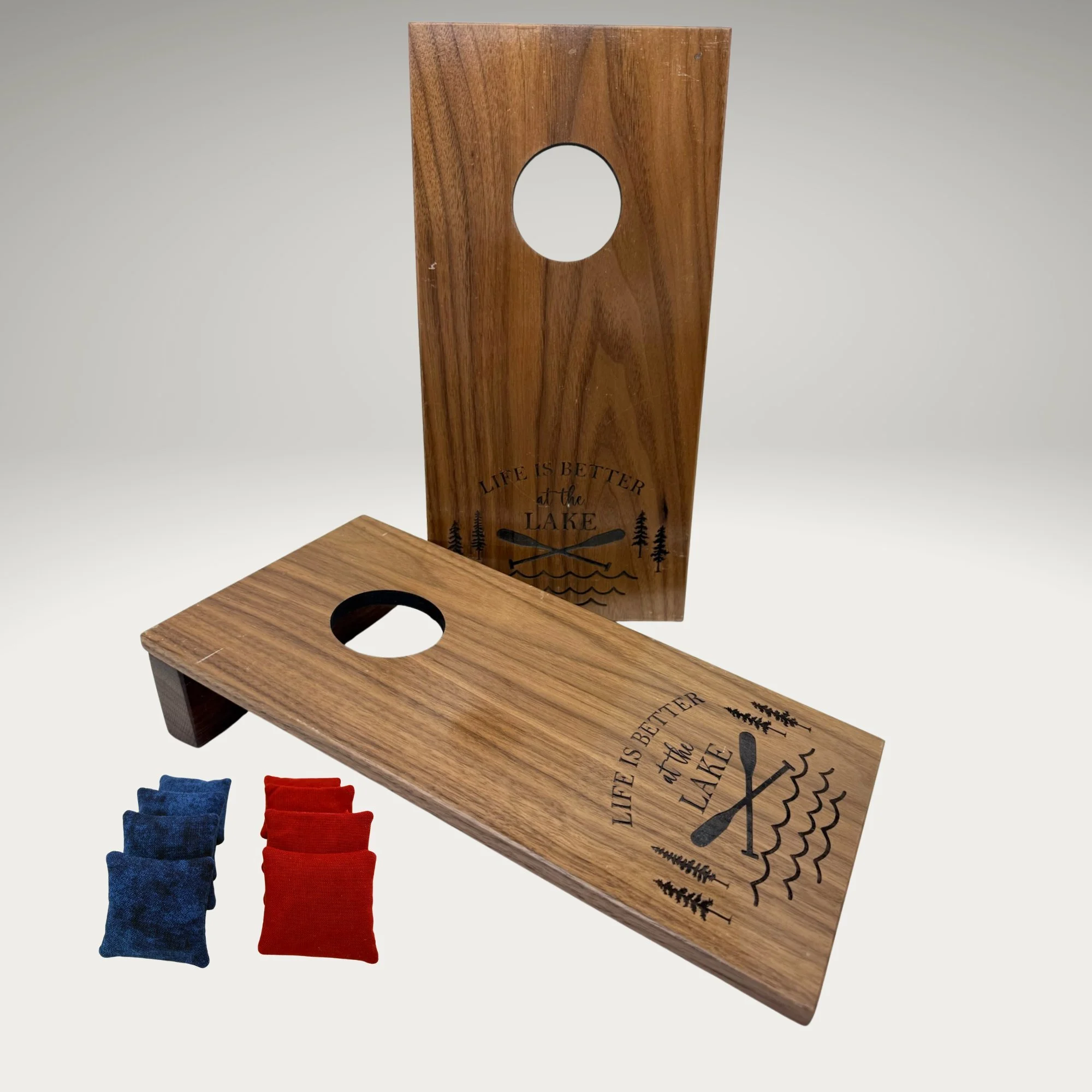 Tabletop Mini Cornhole: Lake Life in Walnut