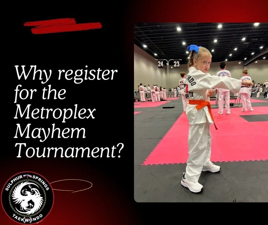 Tournaments give students a clear goal to train toward.
Preparing for Metroplex Mayhem helps SSATA students learn commitment, responsibility, and focus.

👉 Register in the MyStudio app or online:
https://cp.mystudio.io/e/?=ssata/14161/777318//176902