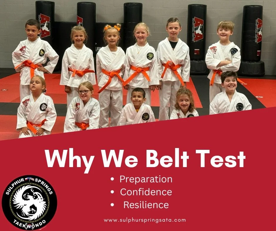 A belt test is more than a &ldquo;big day&rdquo;&mdash;it&rsquo;s a deadline that teaches students to prepare.

Students learn to:
✅ practice consistently
✅ take corrections seriously
✅ stay focused in class
✅ show personal responsibility

That&rsquo