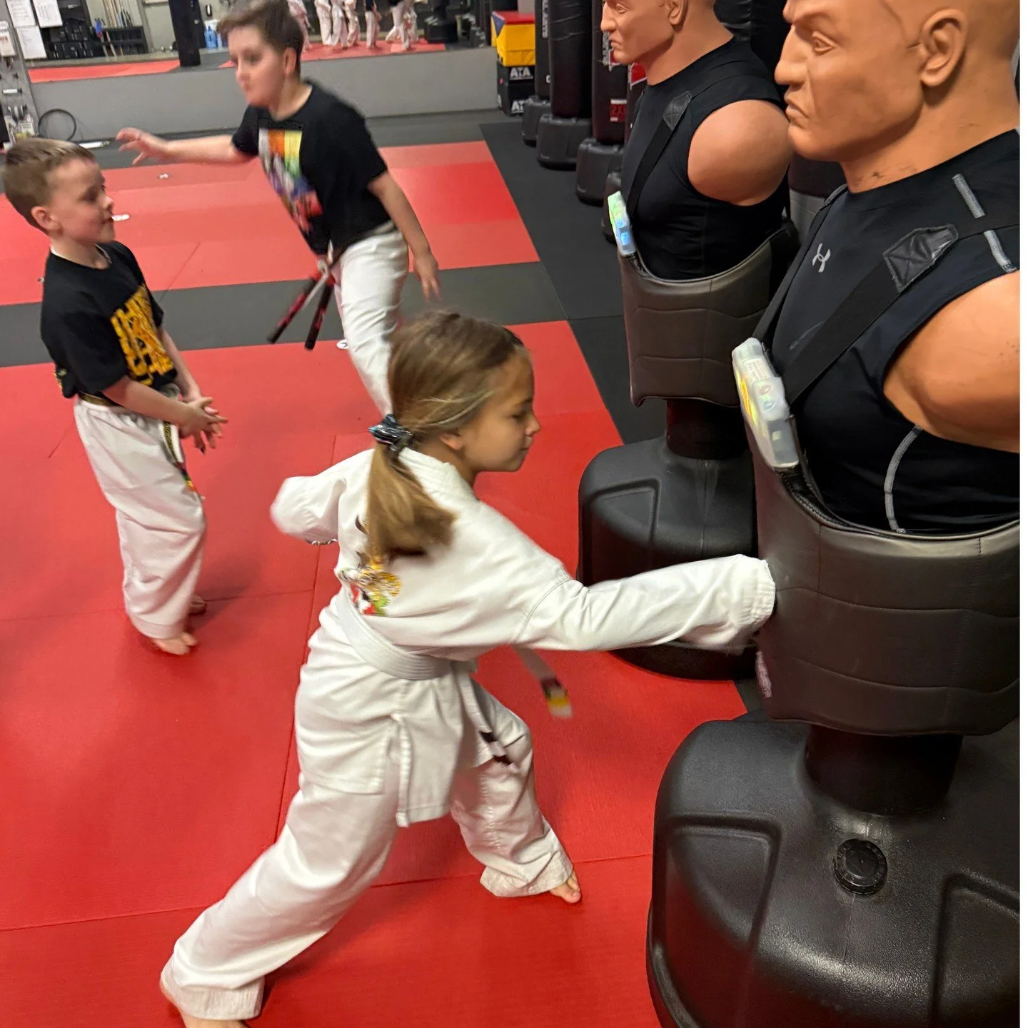 At ATA Martial Arts, we use the latest technology to help gamify training and give real time input to our students. In this game, we&rsquo;re giving real feedback to how hard the students are punching and if they hit the target correctly.
