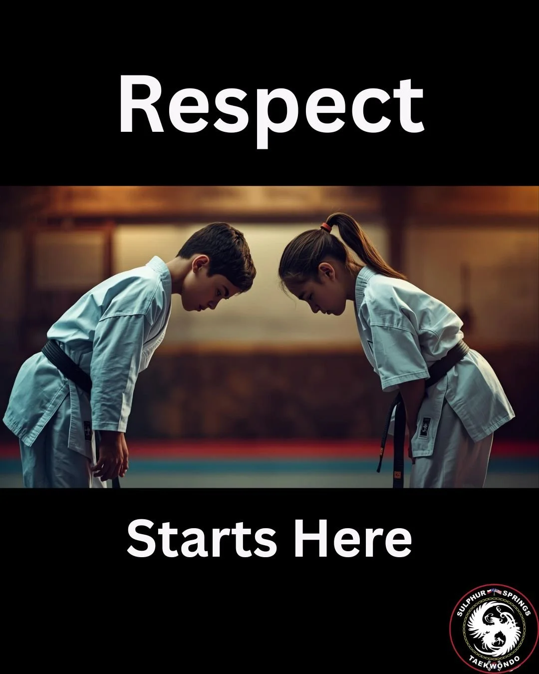 Respect is one of the first lessons every student learns at Sulphur Springs ATA Martial Arts.

We bow to our instructors, encourage our classmates, and learn that respect extends beyond the dojang&mdash;to parents, teachers, classmates, and everyone 