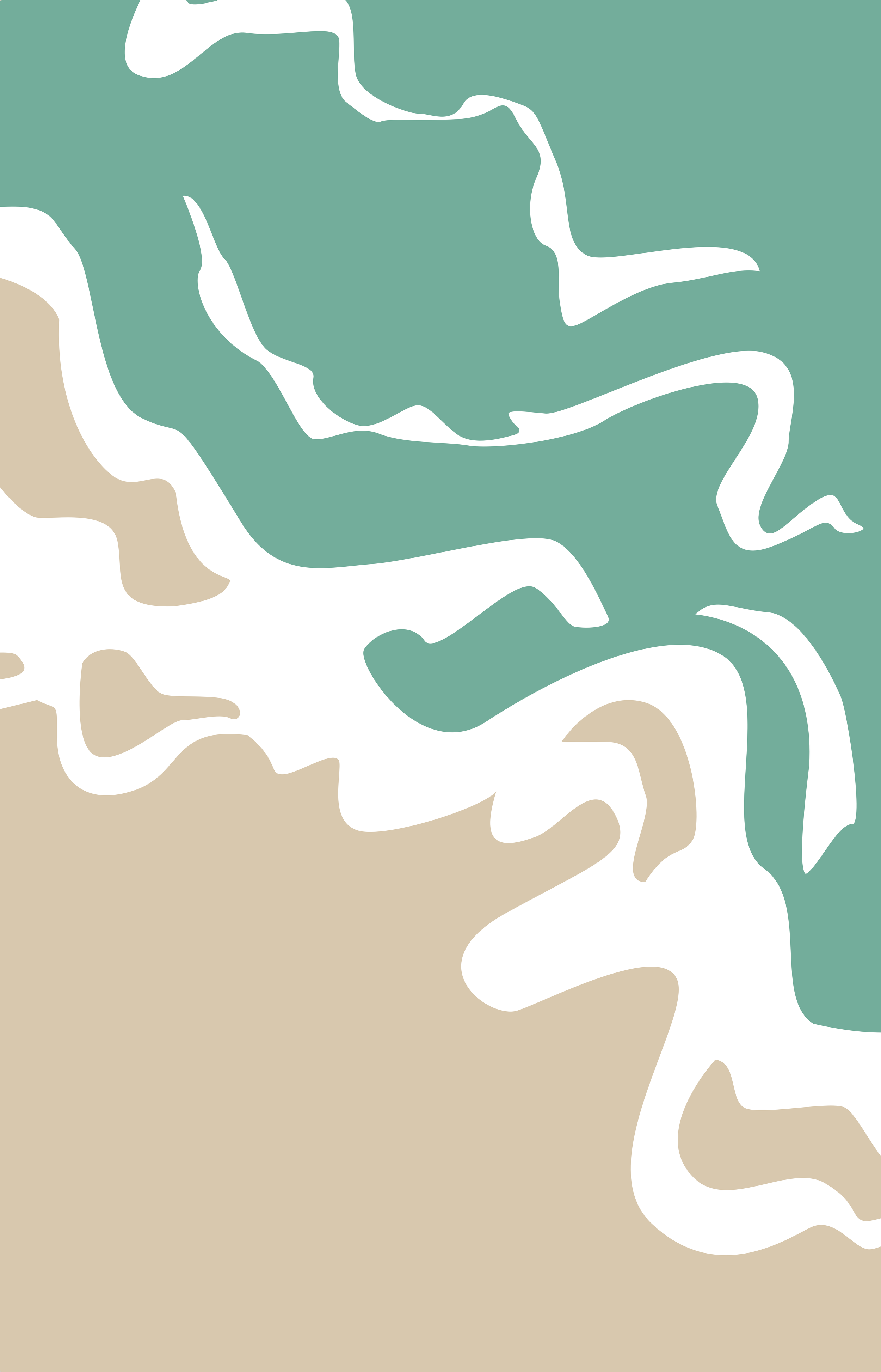 Abstract art with irregular shapes in earthy tones of beige, white, and muted teal.