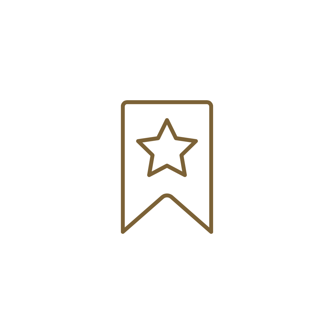 Illustration of a ribbon with a star at the center.