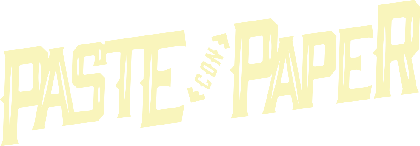 Text reading "Paste Con Paper" in distorted, stylized font.