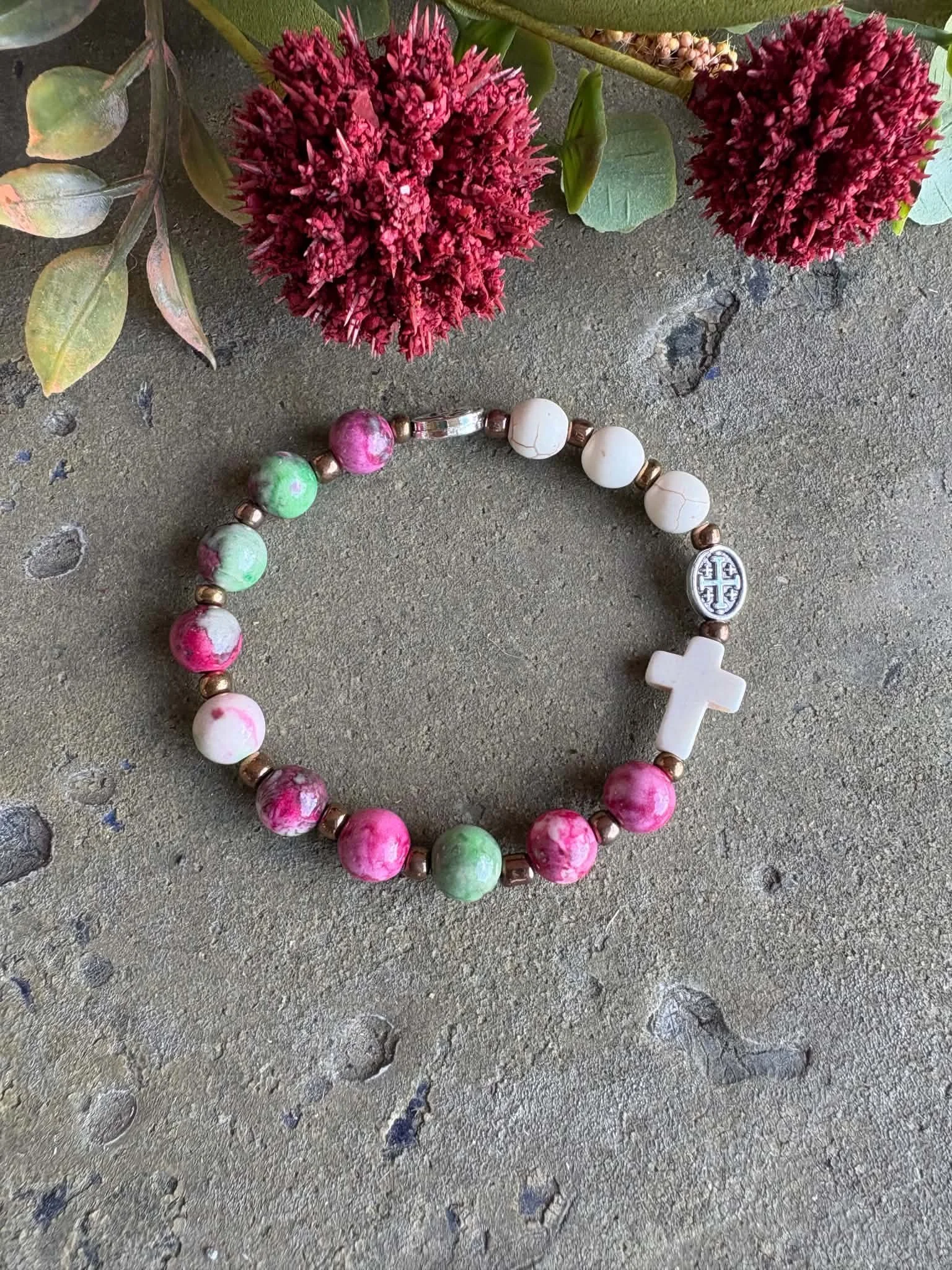 Rosary Bracelet - Watermelon Jade.jpg