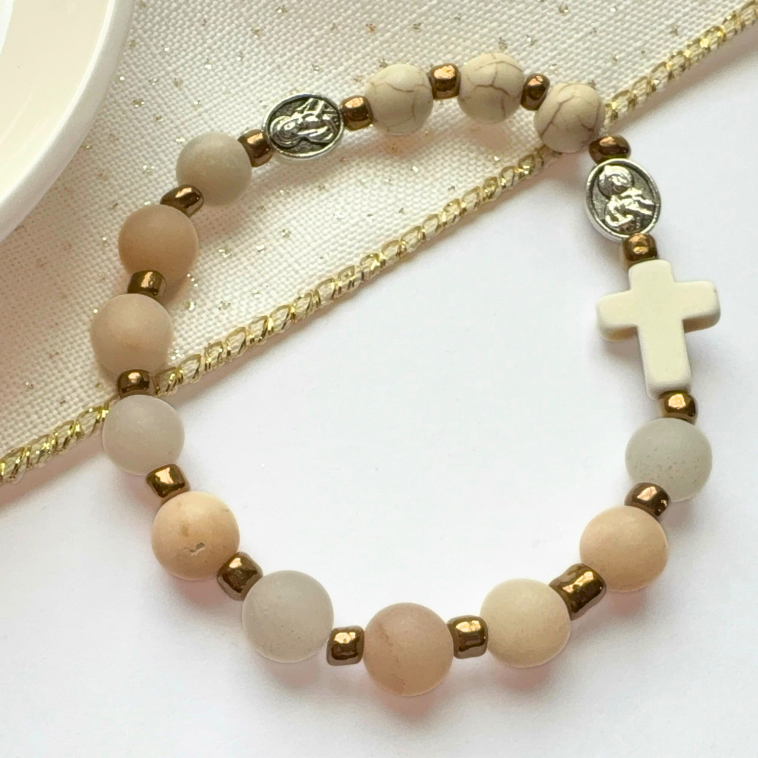 Frosted Natural Aventurine Rosary Bracelet