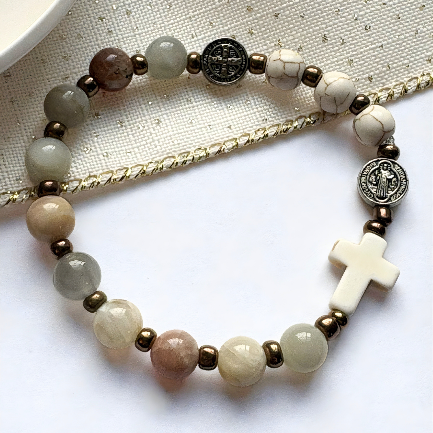 Earth-Tone Aventurine Rosary Bracelet