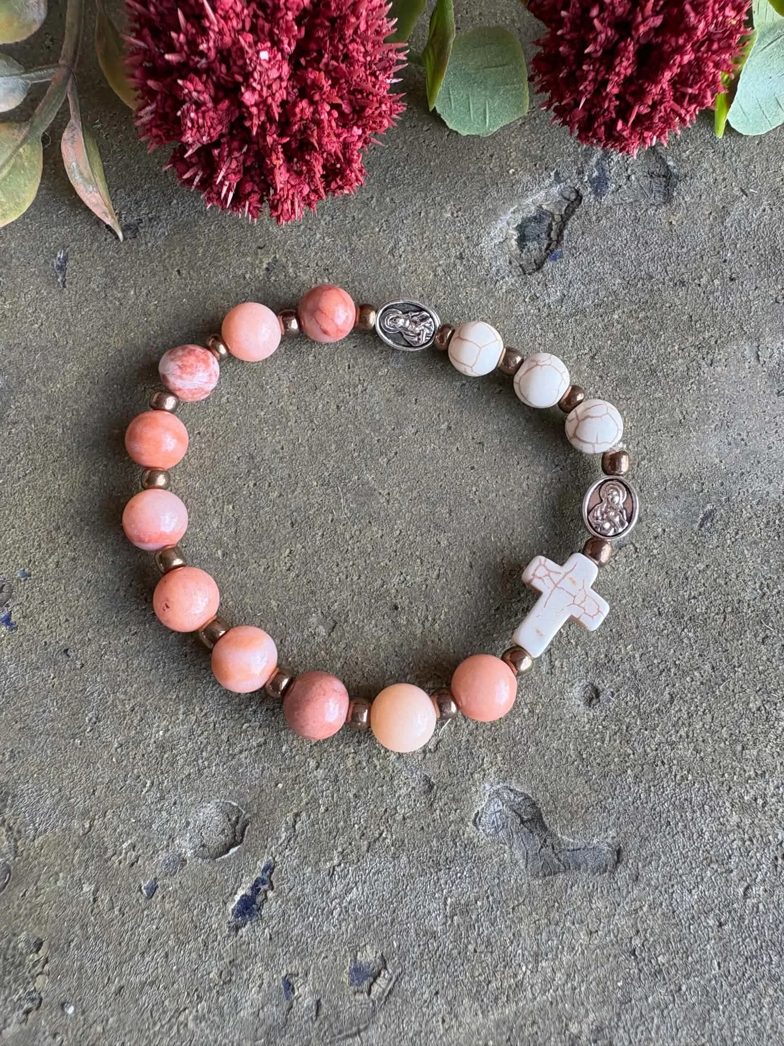 Rosary Bracelet - Rust marble.jpg