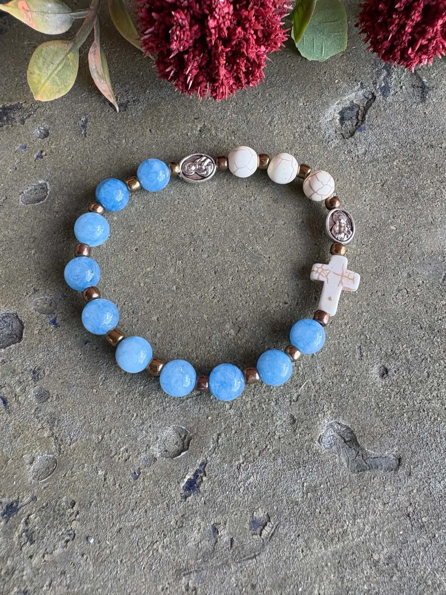 Rosary Bracelet - Cornflower Blue Chalcedony.jpg