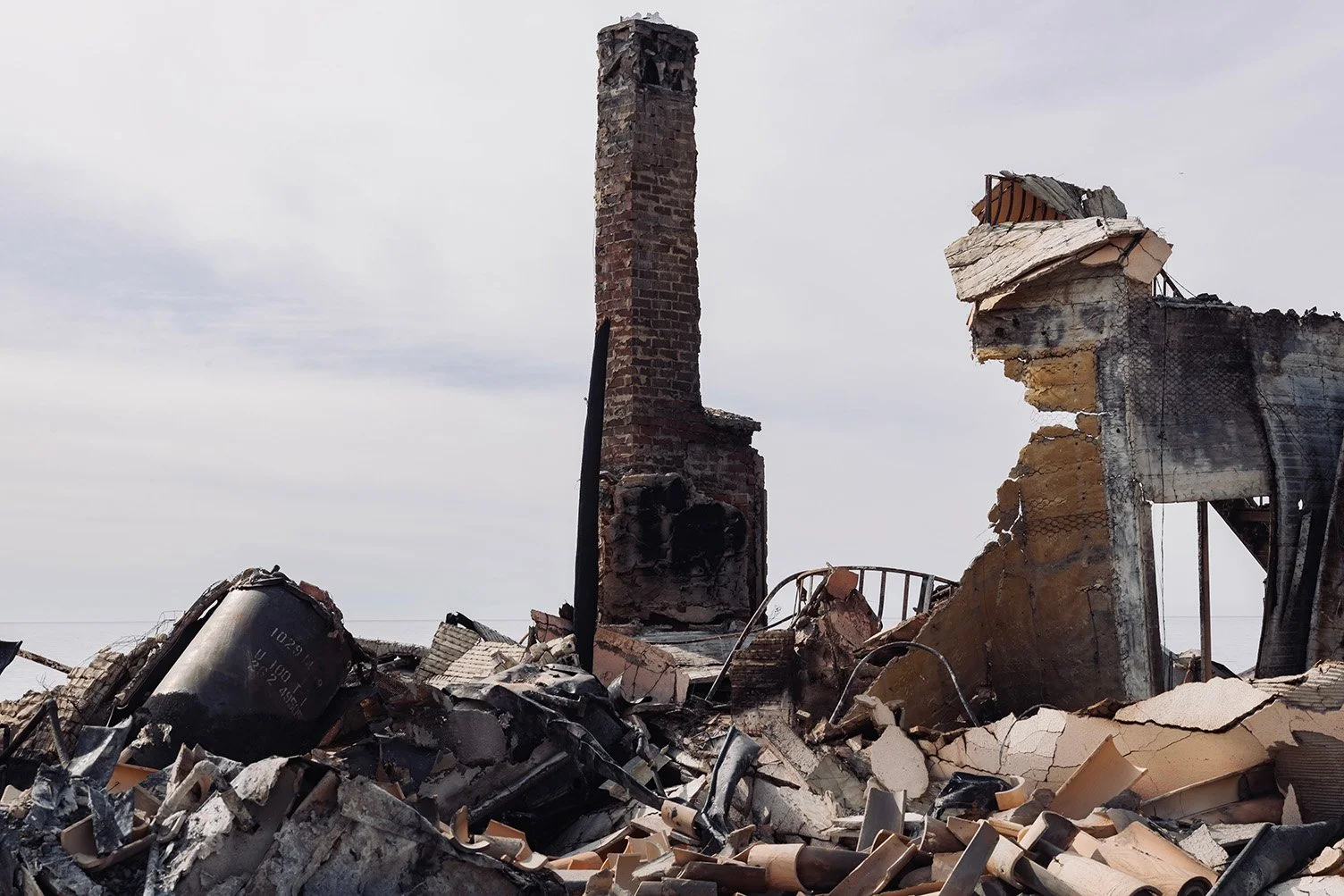 Rubble of burned down home in Malibu