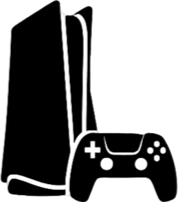 Zeichnung eines Gaming-Controllers mit Kabel in Schwarz-Weiß