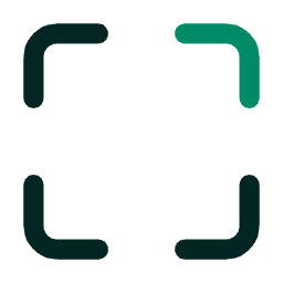 Close-up of a square-shaped green logo with rounded corners on a black background.